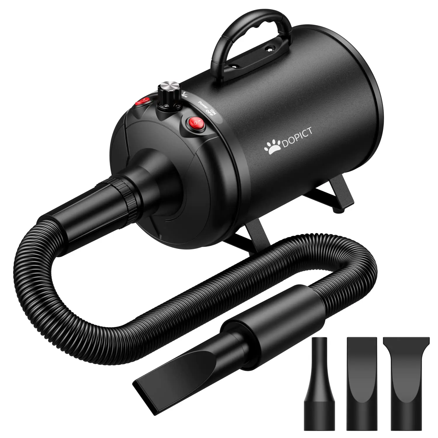 

Фен для груминга животных 5.2HP/3800W с регулировкой скорости и температуры, включает 3 насадки для эффективной сушки собак