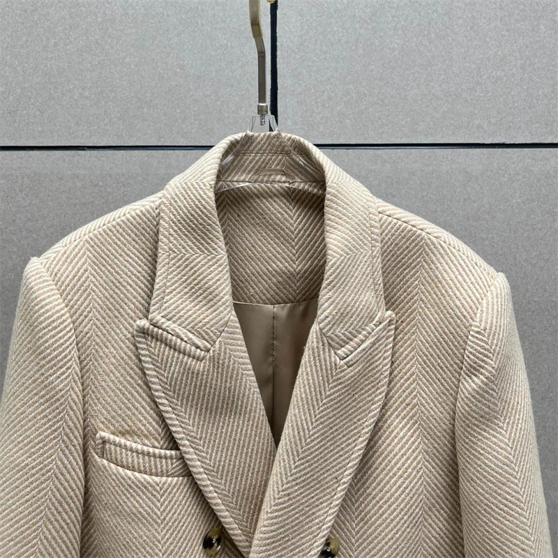 Damski trencz 2026 Dwurzędowy, dopasowany, z klapami, długa kurtka, mieszanka wełny, wiatrówka, casualowy płaszcz damski, odzież wierzchnia w stylu y2k