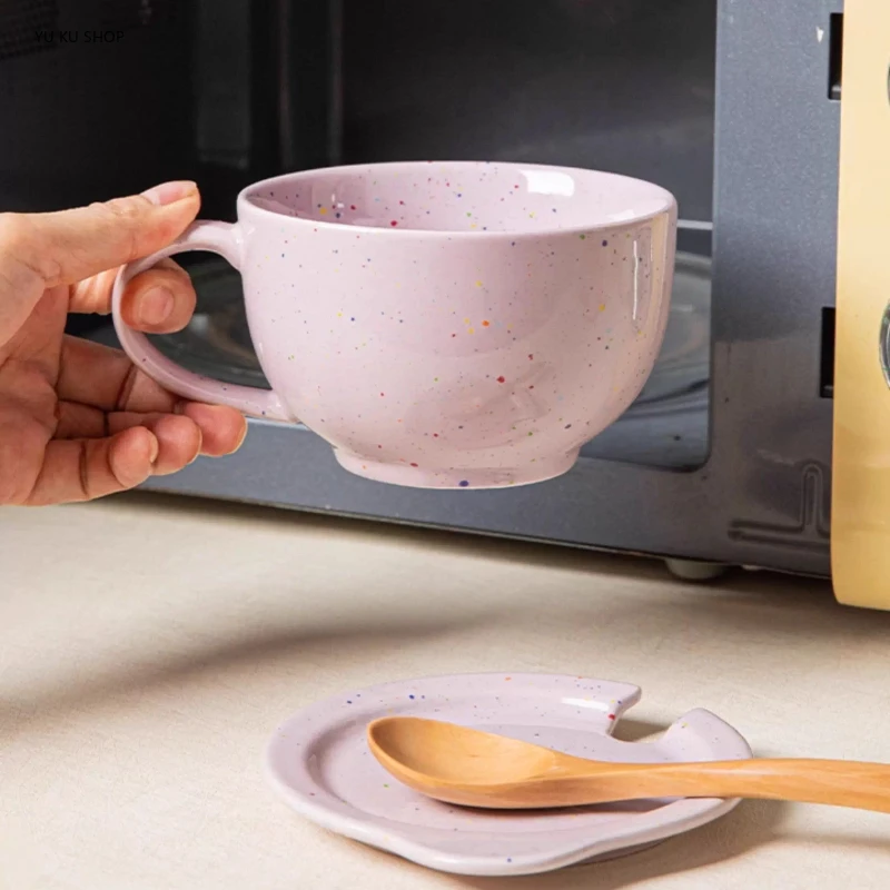 Ceramic Multi-purpose Mug with Lid Breakfast Cereal Milk Cup Household Large-capacity Water Cup Home Afternoon Tea Coffee Cup