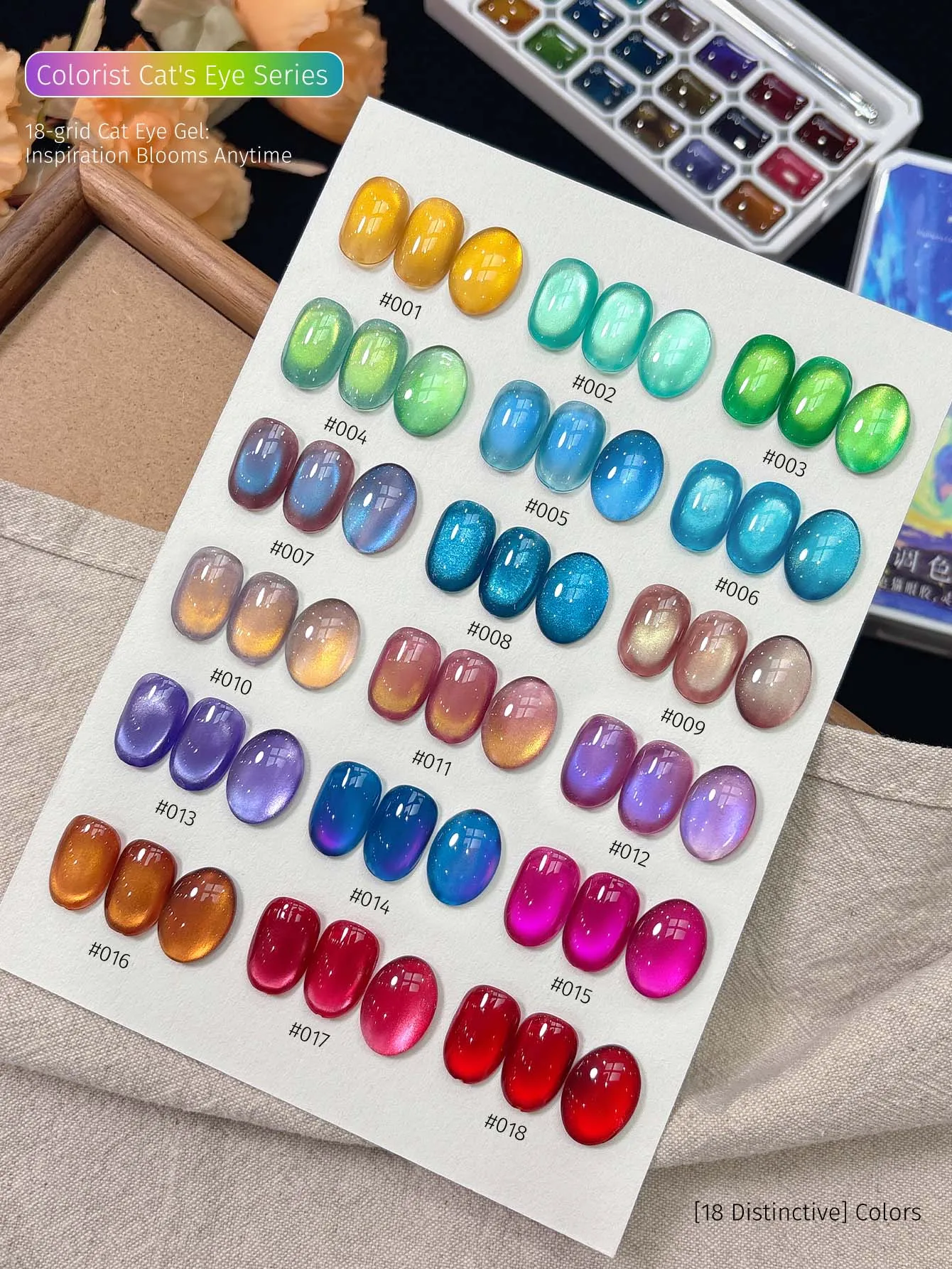 XEIJAYI 18 Farben Colorator Katzenaugen-Flap-Gel Hochsättigend Beliebter Halbfester Nagellack-Gel für Damen Nagelstudio DIY – Detail 6