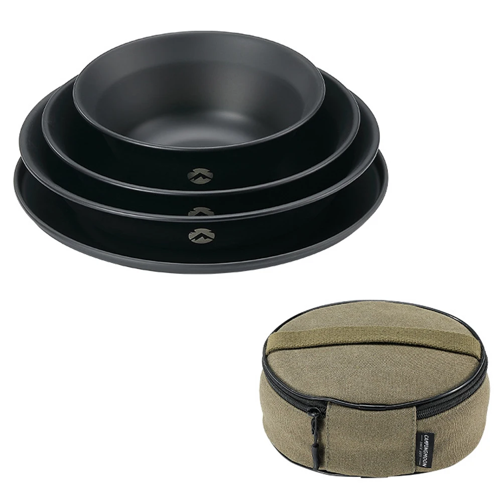 

Stainless Steel Ti-coated Tableware Set Outdoor Portable dinnerware Kit Camping Picnic BBQ Bowl and Plate Kits with Storage Bag