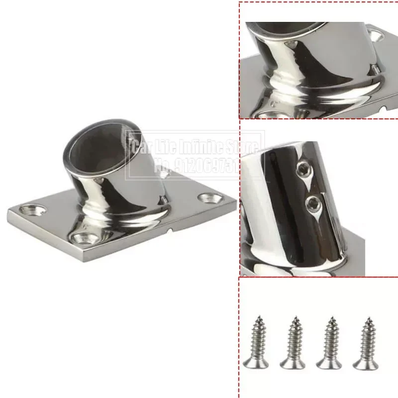 22/25/30/32mm 316 Stainless Steel Hand Rail Fittings 60Degree Rectangula Base Tube Base For Boat Marine Yachts