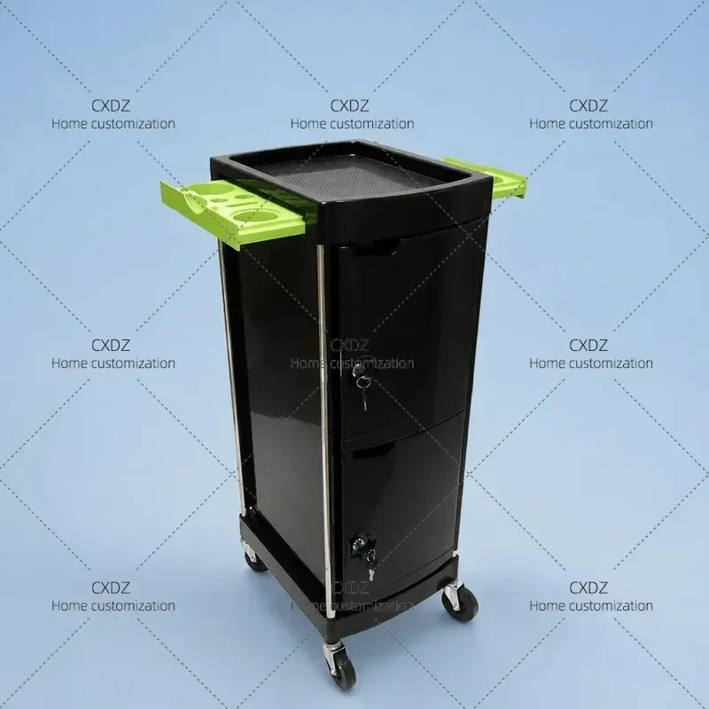 High End Double Door Lock Cart for Hair Salon Stainless Steel Tool Trolley with Large Capacity Six Layer Storage for Perming