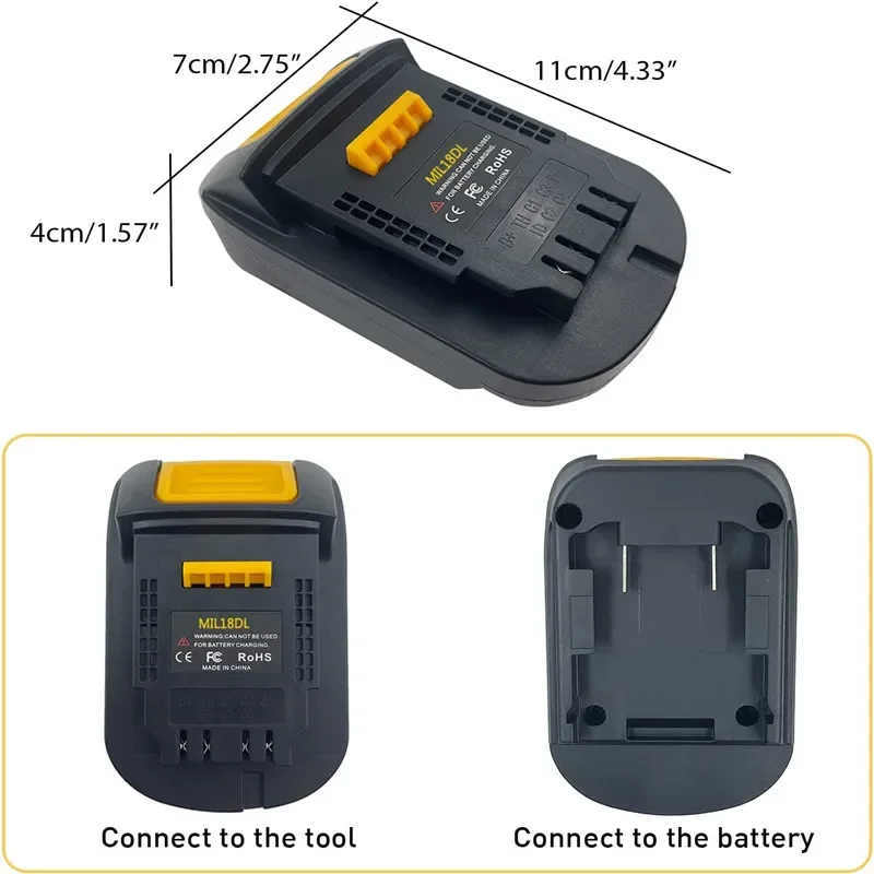 MIL18DL-Convertisseur adaptateur de batterie pour Dewalt, 18V, 20V, Eddie ion, outils électriques pour Milwaukee