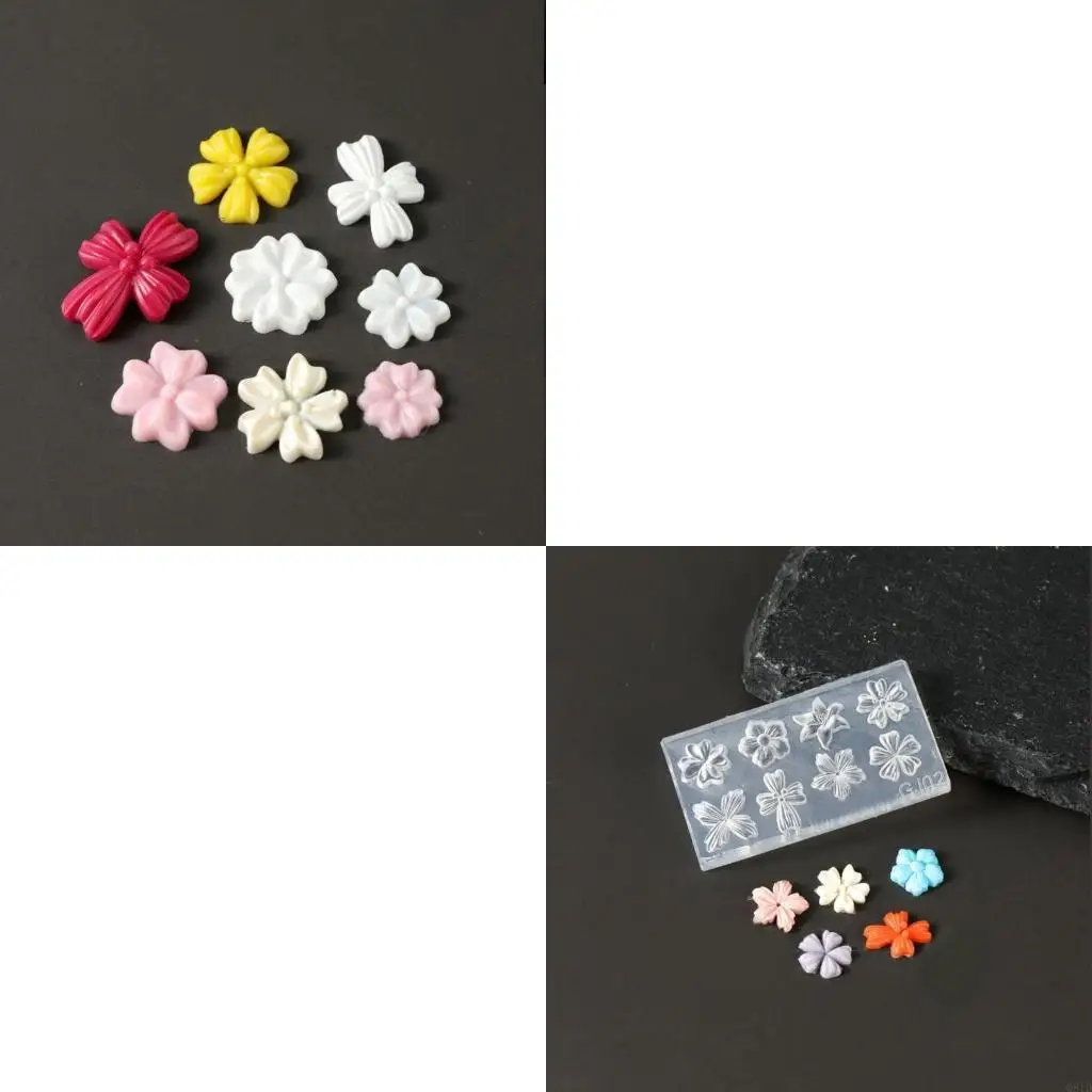 2Pieces Silicone Nail Embellishment Molds Flower Shape Small Accessories Crafting Molds Present for Beauty Enthusiasts