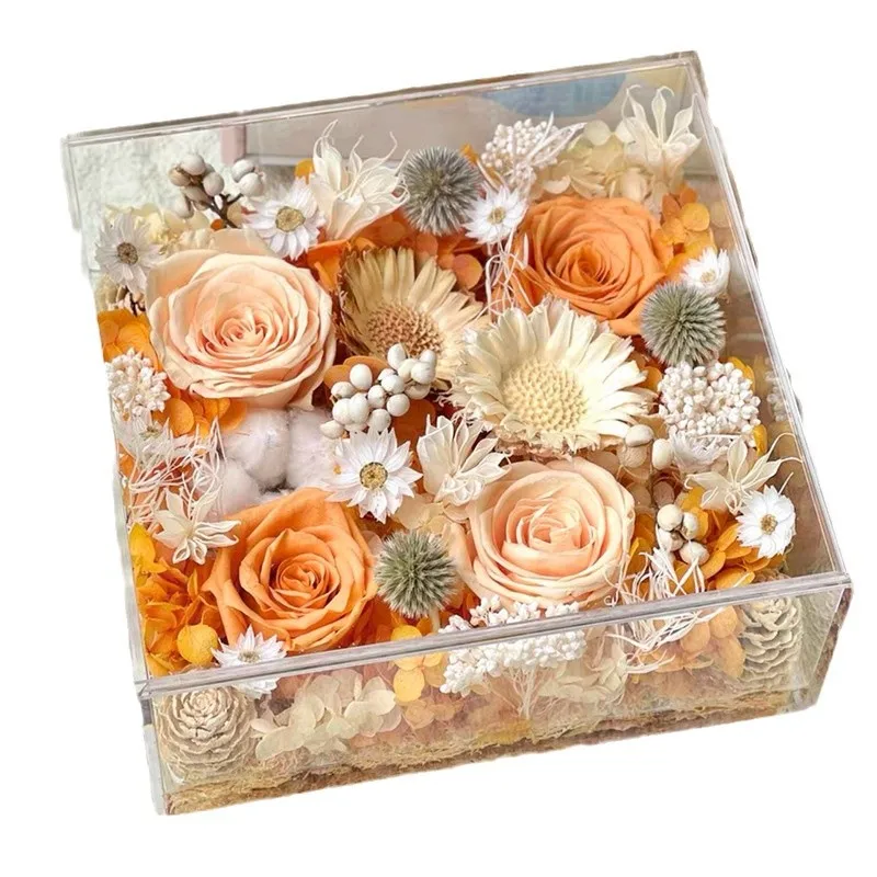 

Eternal flower rose acrylic photo frame gift box home decoration ornament