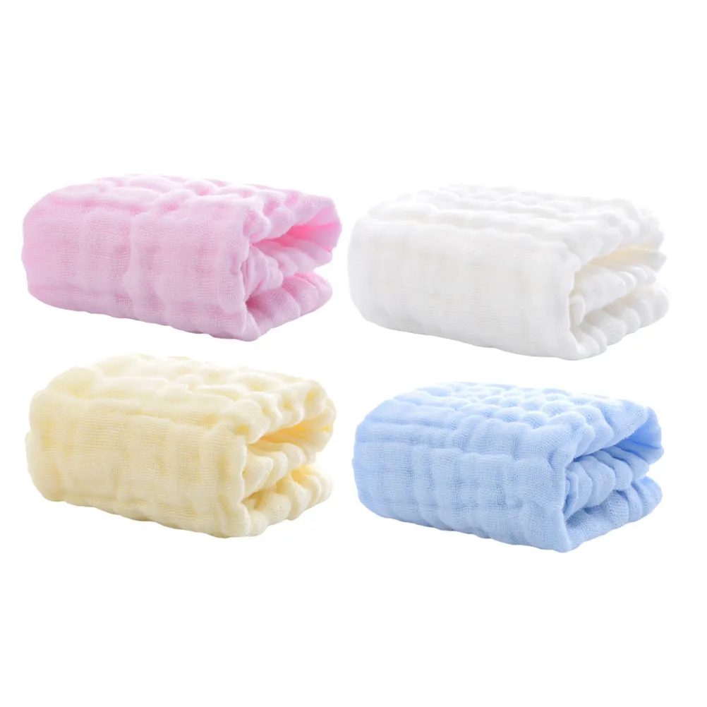 4Pcs Baby Cotton Handkerchiefs Soft Multi-Layer Newborn Washcloths Machine Washable Infant Drool Towels for Feeding
