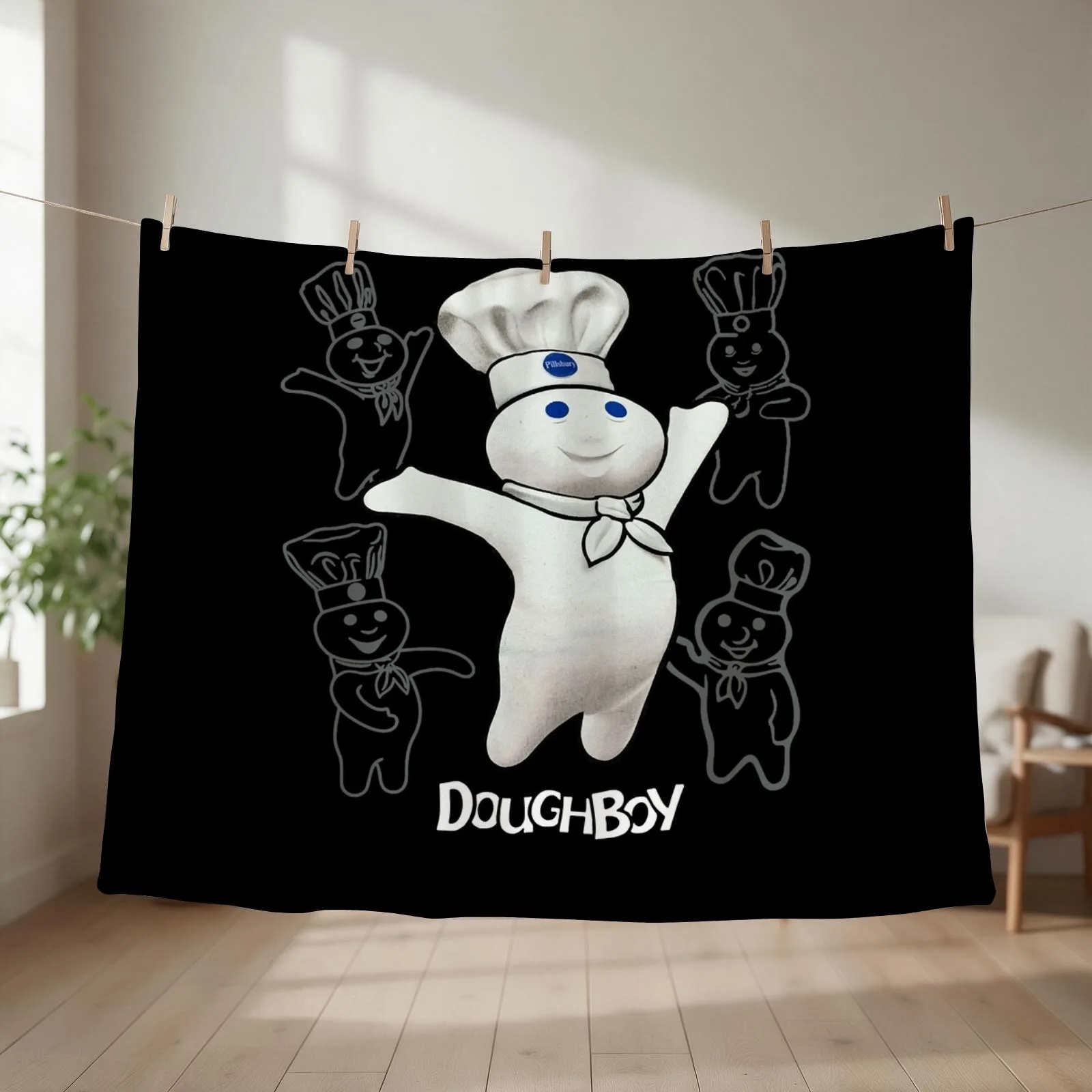Doughboy Mascot Cute Emotions Throw Blanket couch cozy soft plush fuzzy picnic outdoor blanket