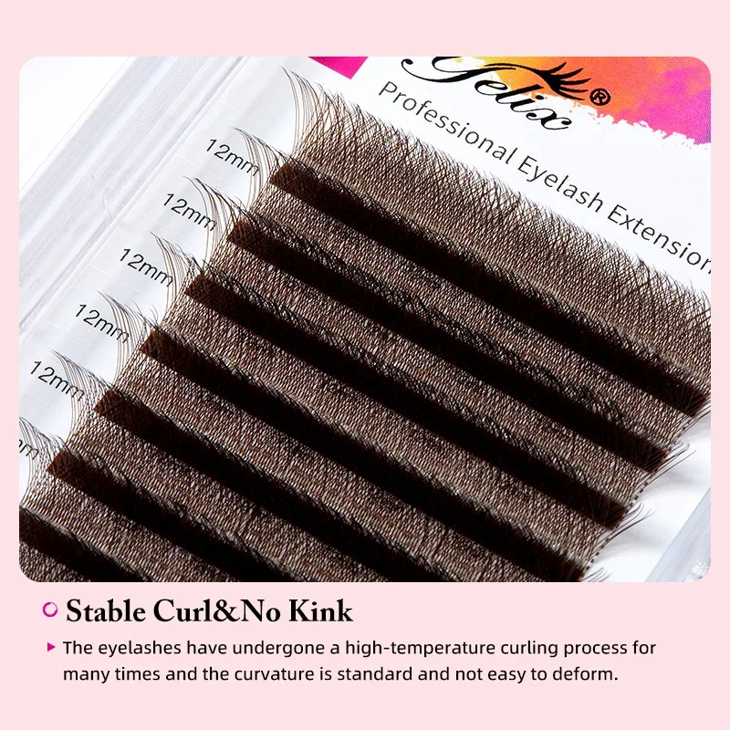 Yelix สีน้ําตาล Eyelashes Extension 3D W รูป Soft Lash อุปกรณ์ขายส่งธรรมชาติแต่งหน้า Y กลุ่ม 0.07 มม.ขนตาส่วนบุคคล