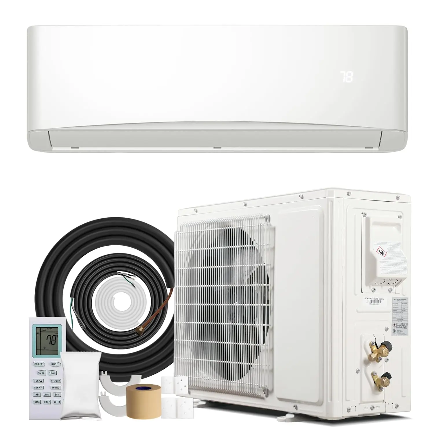 12000BTU Mini Split Air Conditioner& Heater, 17 SEER2  Wall-Mounted AC Unit Cools Rooms up to 750 Sq. Ft,, Custom