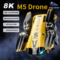 M5 8K Drone Professional Foldable Quadcopter with Triple Camera, Brushless Motor Optical Flow Positioning, RC Drone for Adults