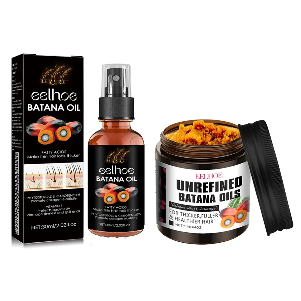 2 unids/set Batana acondicionador de cabello y Kit de Spray para el cuidado del cabello reparación profunda para cabello seco dañado crecimiento del cabello Frizz para mujeres y hombres