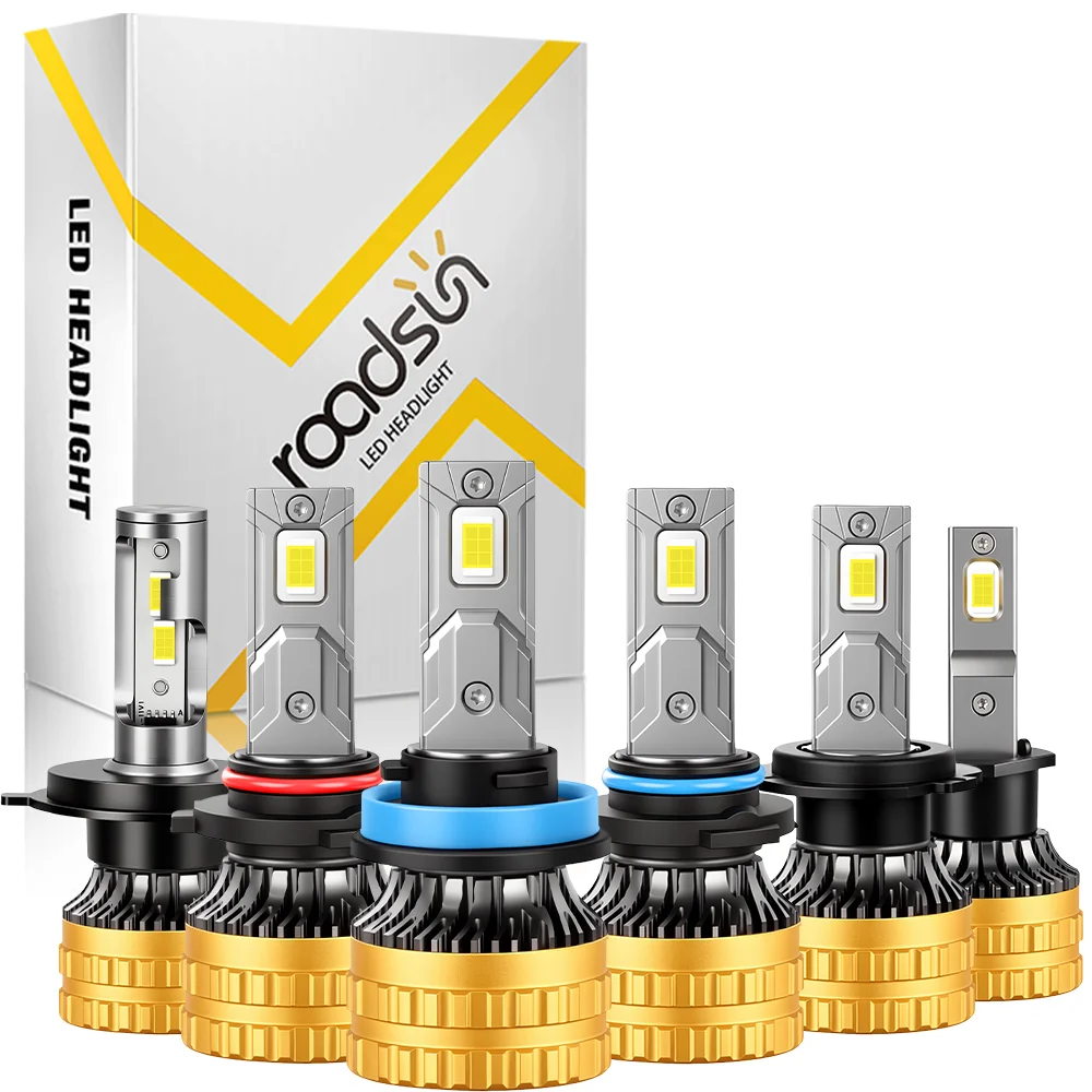 ROADSUN 2 Stück 6000K H7 LED H1 H11 9005 HB3 9006 HB4 LED-Scheinwerfer für Auto H4 9003 HB2 190W LED Auto-Frontscheinwerfer Hochleistungs-Glühbirne