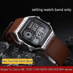 For Casio leather watch strap AE-1200/1100/SGW-300/W218H series modified retro leather watch strap bracelet
