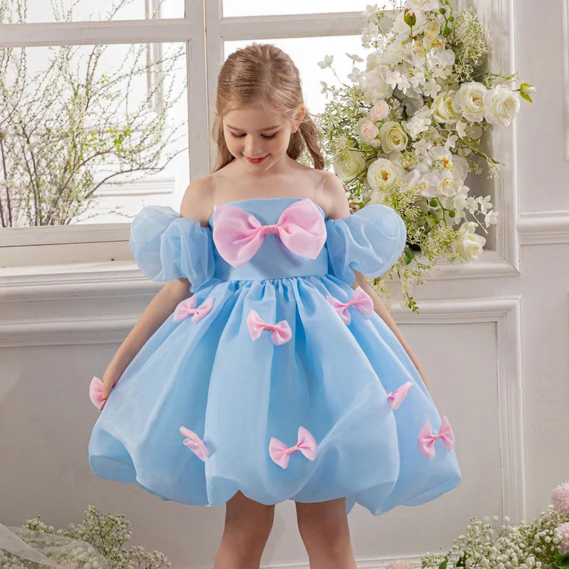 

Girls Party Dresses Puffy Elegant Princess Dress Wedding Bridesmaid Birthday Party Gown Piano Performance Girl Ceremony Dress