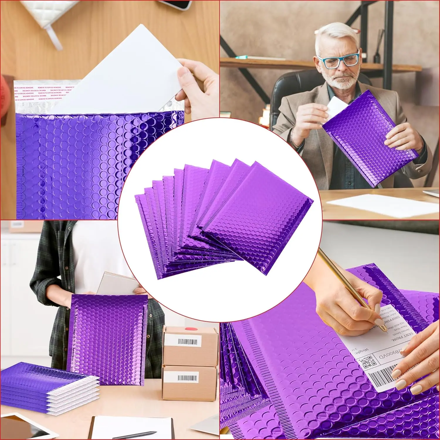 Metallic  Padded Envelope Mailers, 7.5 X 11 Inches, Waterproof  Resistant  For Packing, Shipping, and Storing. Pack of 25 (Black