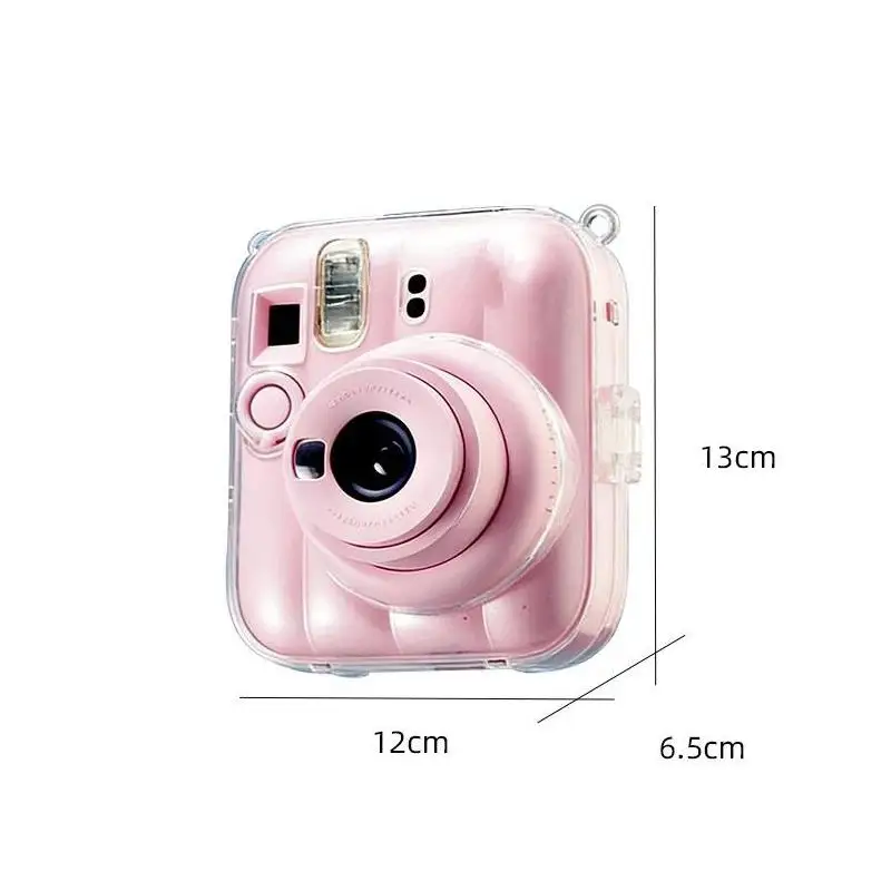 Transparent Crystal Case For Instax Mini 13 Protective Cover With Lanyard Stickers Cute Bear Rabbit Shell Accessories