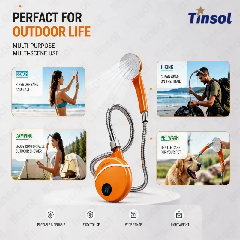 2026 Portable New Camping Shower Outdoor USB Rechargeable Electric Shower Pump Camping Car Washing Gardening Pet Cleaning view 4