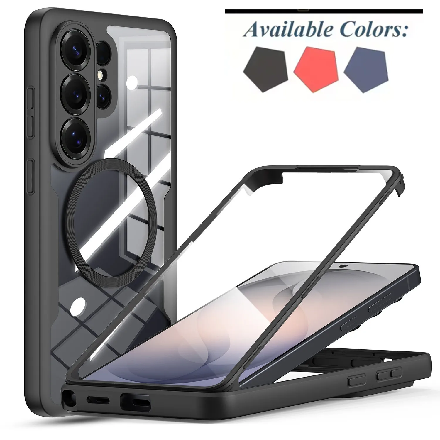 

Для Samsung Galaxy S26 Ultra S26 Plus S25 S24 FE Edge A56 A36 A17 A07 A26 A16: Жесткий магнитный чехол для телефона со встроенной защитой экрана