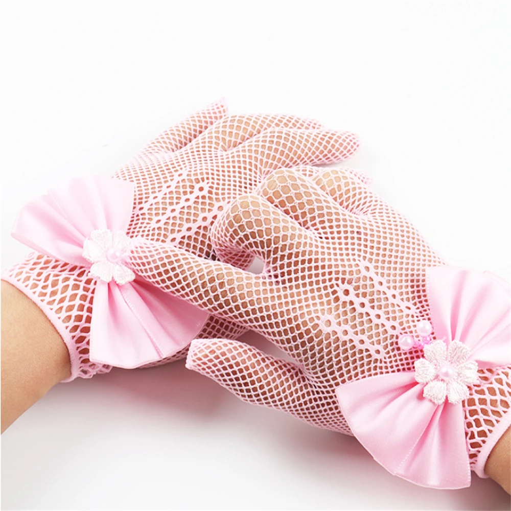 Fashion Personality Breathable Lace Gloves Lace Gloves Bowknot Mesh Bow Princess Tea Party Wedding Split Finger  Gloves