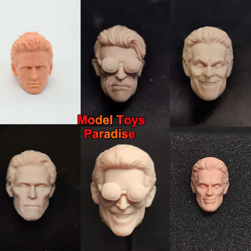 Unpainted 1/12 Men Soldier Green Goblin Head Sculpt Super Villain White Model Head Fit 6inch Action Figure Body