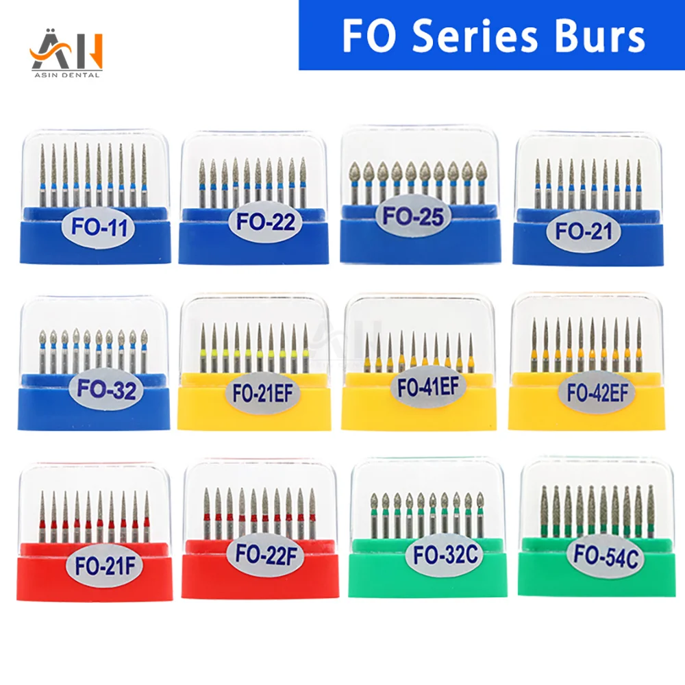 10pcs/Box FO Series Dental High Speed Diamond Burs Dentist Super Coarse Diamond Drills Dental Lab Polishing Tools Dia.1.6mm