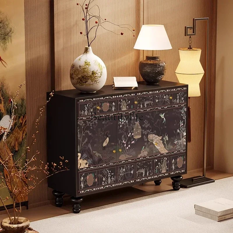 

12French retro light luxury home solid wood porch cabinet living room aisle dining side cabinet