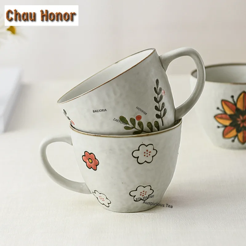 ZAEYORIA 460ml Exquisite Japanese-style Ceramic Coffee Mug Hot Chocolate Cup Afternoon Tea Mug Office Water Cup Drinkware Craft