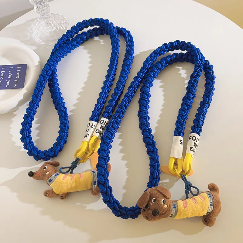 Cute Yellow Dachshund Pendant - Universal Phone Case Strap, Long Crossbody Chain with Diagonal/Hanging Rope Styles
