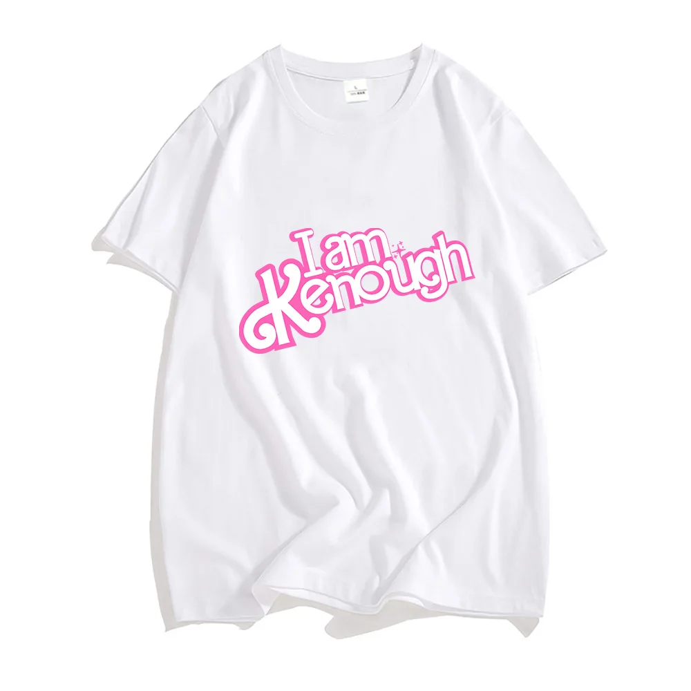 I Am Kenough Barbenheimer Hot Pink Barbiee T-shirts 100% Cotton Tshirt Men Summer Loose Graphic T Shirts Casual O-neck 80138