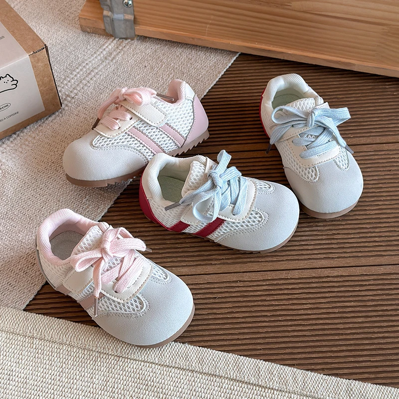 

Girls Breathable Mesh Sneakers Soft Sole Non-Slip Kids Casual Sports Shoes Lace-Up Outdoor Walking Shoes for Children Sandals