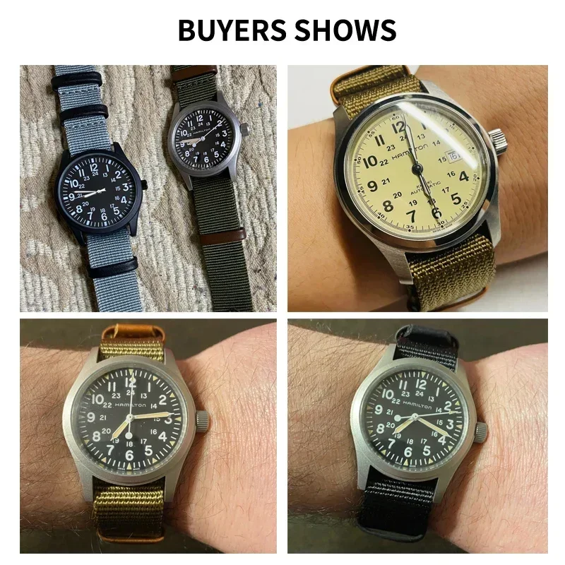 Fashion New Nylon Cowhide Waterproof Comfortable Men Women Watchband Genuine Leather Watch Knitted Integrated Universal Strap