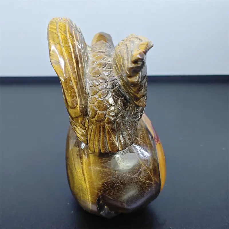 Natural Yellow Tiger Eye Stone Eagle And Skull Carving Reiki Healing Fengshui Stone Gift Home Office Decoration Gift 1PCS