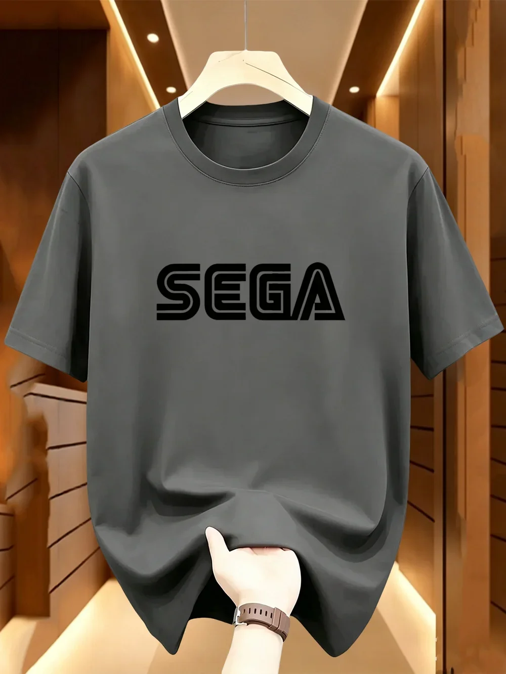 2026 New Arrival Sega Logo Letter Printed Men Summer Leisure Short Sleeve Fashion Street Clothing Harajuku Large Men T-shirt