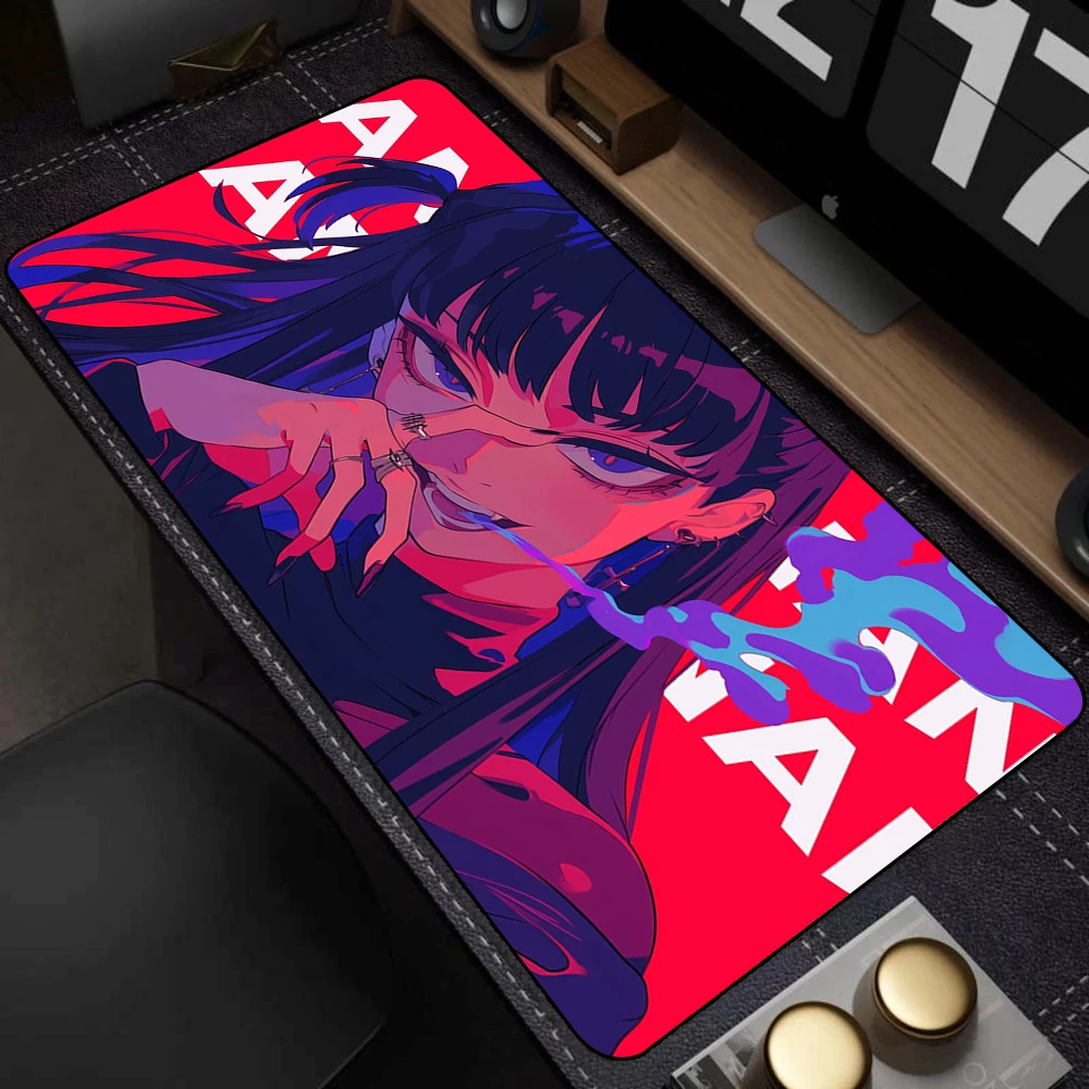 Anime Girls Locking Edge Computer Mouse Pad 900x400 Rubber Large Gaming Red Mousepad XXL Gamer Non-Slip Mouse Mat Game Deskmat