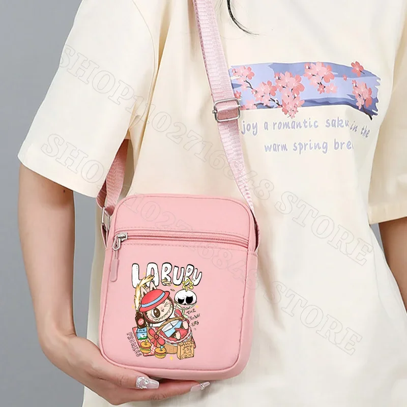 Labubu Women Men Shoulder Bags Fashion Macaron Color Crossbody Bag Cute Cartoon Anime Graphic Print Handbag Birthday Party Gifts