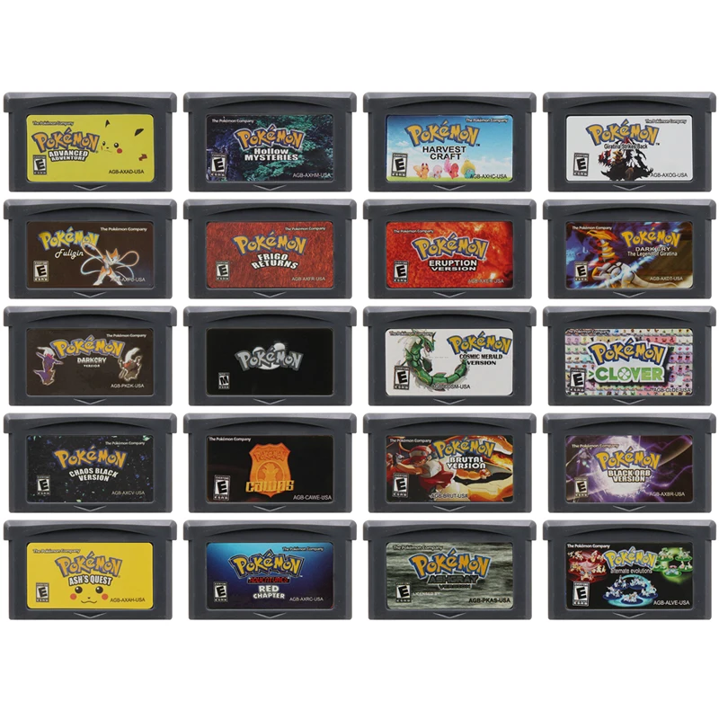 Cartouche de Jeu Vidéo GBA 32 Bits, Carte Console Pokemon Red Chapter AshGray, Creepy Black Harvest Craft Fuligin pour GérGift