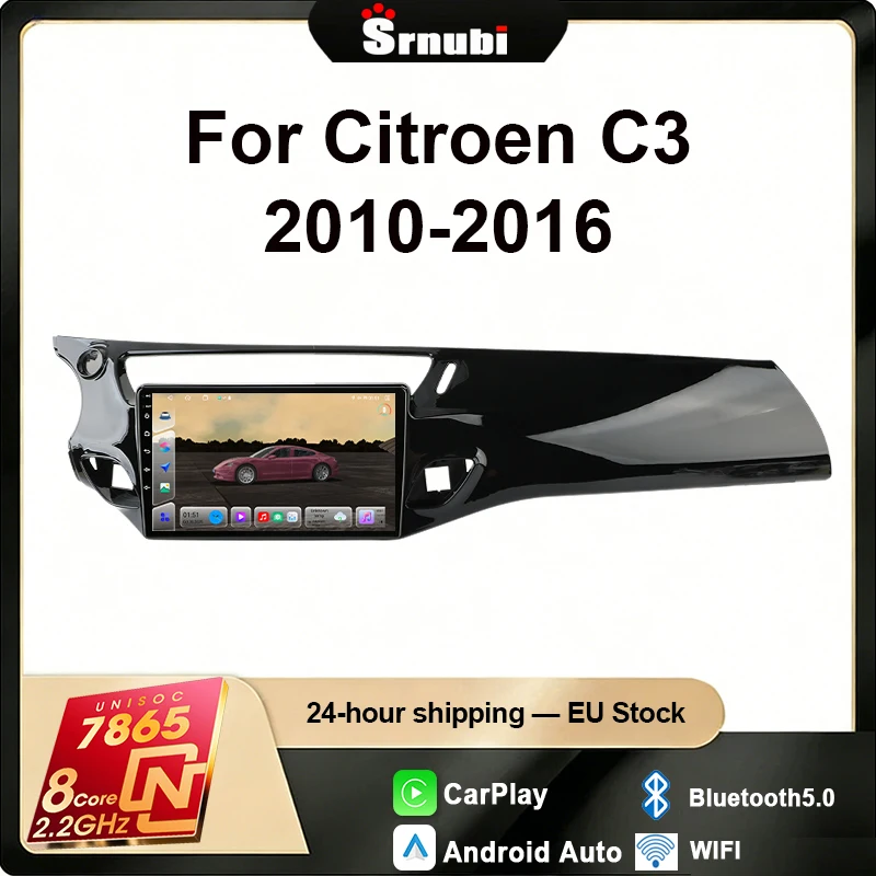 Autoradio Srnubi 9 "Android 14, pour citroën C3 DS3 2010-2016, Carplay sans fil, Android Auto, stéréo 2 Din, Bluetooth, Audio