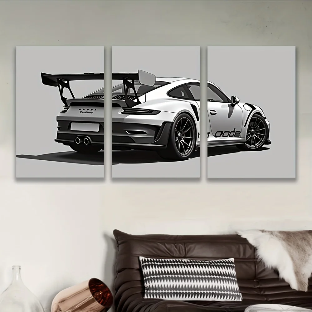 Frameless[JIT]3pcs, canvas painting--frameless, Handsome car, Posters andprints, Office, living room, room, bar, party gifts,