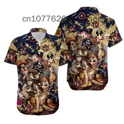 Disney Pirates of Caribbean Hawaiian Shirt Men's Disney Hawaiian Shirt Fashion Button Short Sleeve Shirt Mickey Hawaiian Shirt