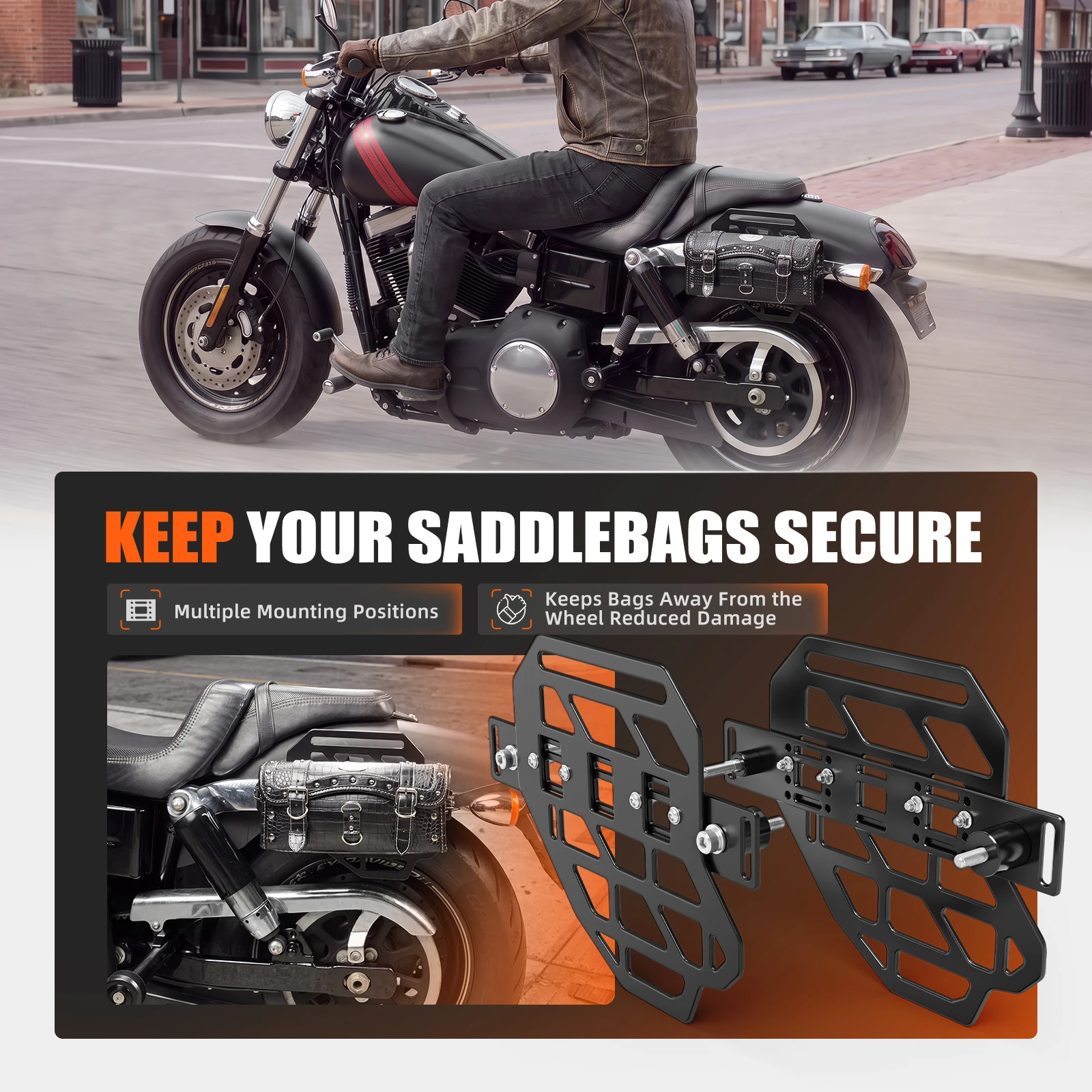 For Harley Dyna Street Bob FXDB 2006-2017 Adjustable Saddlebag Brackets Low Rider FXDL Fat Bob FXDF Super Glide FXD Wide Glide - view 3
