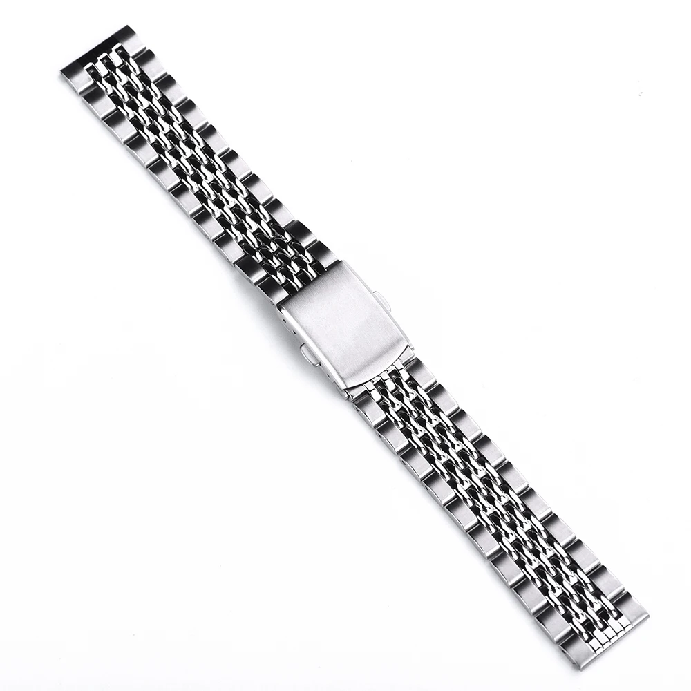 Stainless Steel Seven Bead Watch Band Folding Clasp 20/22mm