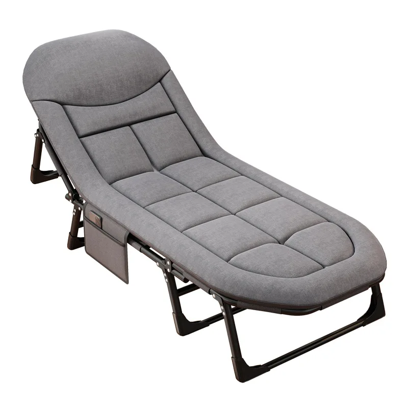 Cama Plegable Moderna de Acero para Descanso, Cama Individual Portátil para Exteriores, Cama de Campamento Multifuncional Reclinable