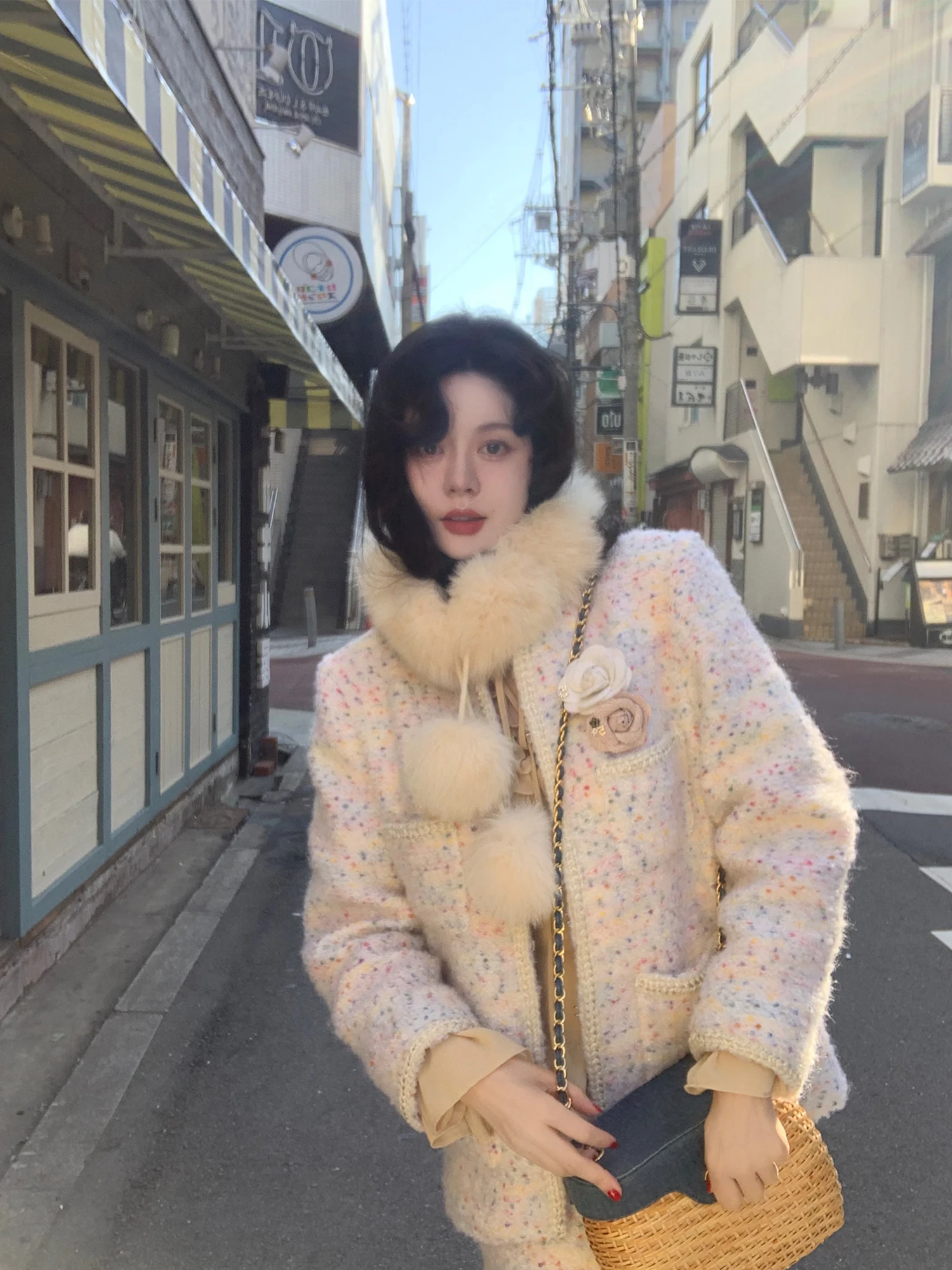 

Ограниченное предложение: 6 больших пальто Eees Rainbow Bla из твида ручной вязки, маленький французский стиль, женский модный комплект