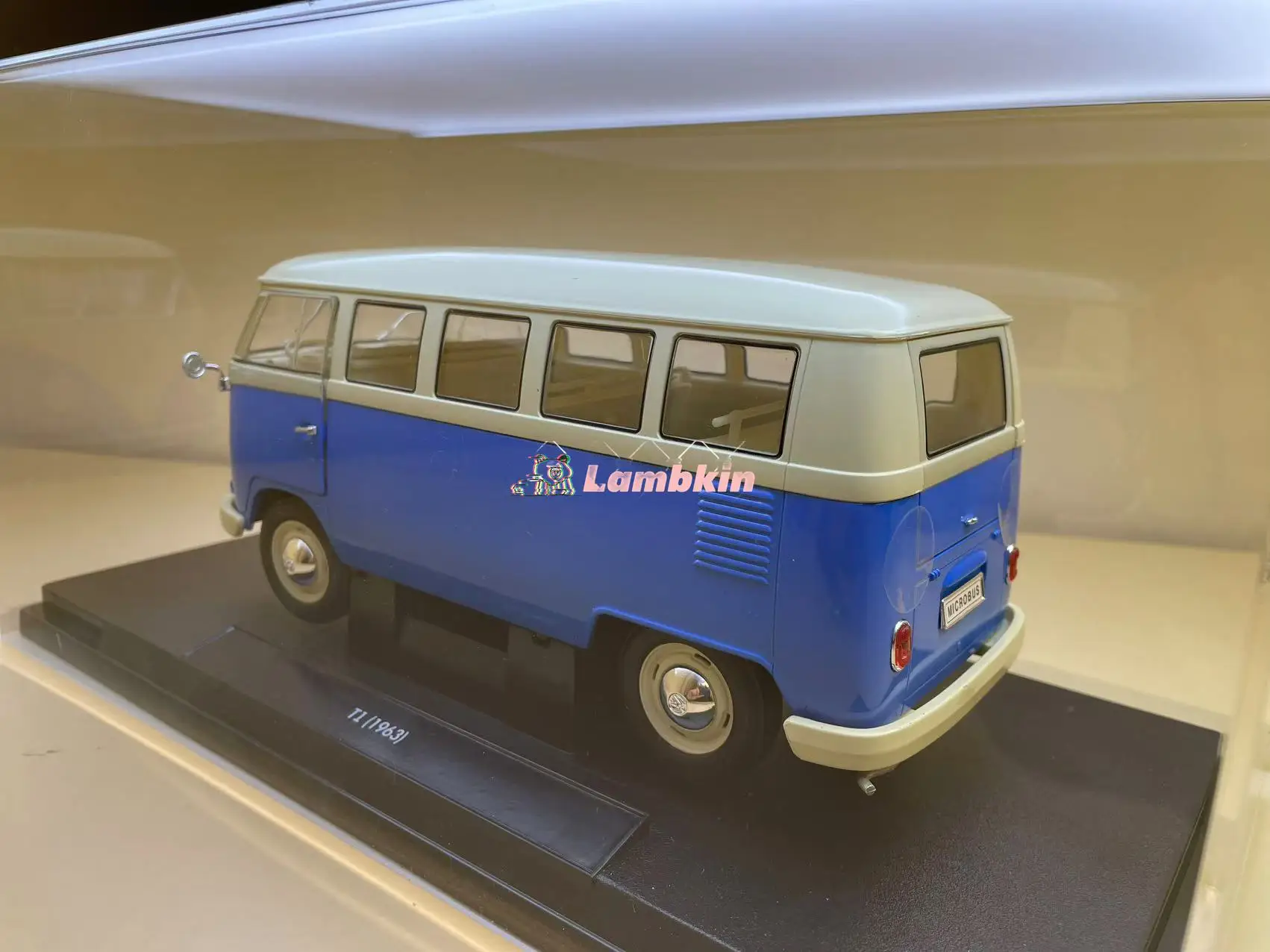 Original 1/18 VW T1 Blue MICROBUS bus 1963 Model Rare Model Openable Collectible Birthday Gift Memorial Miniature