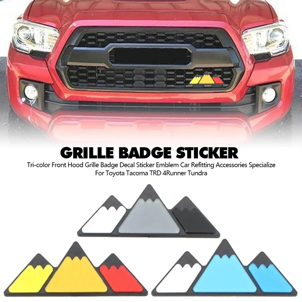 3 Colors Grille Badge Emblem For Toyota Tacoma Tundra 4Runner TRD Highlande Rav4 CHR Strip Air Inlet Auto Car Accessories