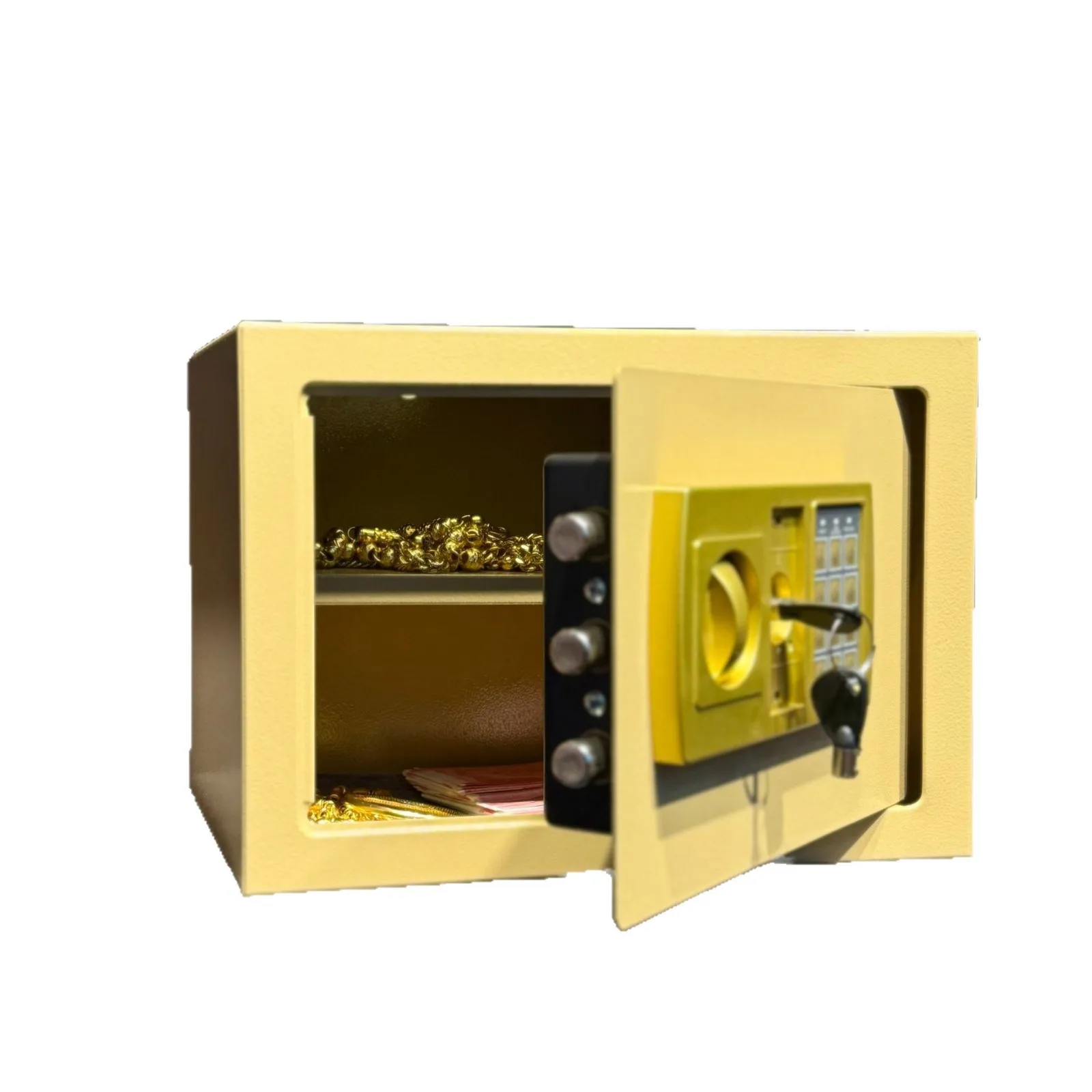 الآمن المنزلي الجديد جميل وجو. يمكن أن تدخل الحائط ودخول الخزانة للحصول على السلامة ومضادة للسرقة.