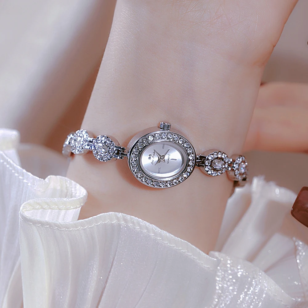 BS Luxury Watch For Women Original Ladies Diamond Quartz Small Wristwatch Rhinestone Fashion Vintage Watch Women Gifts