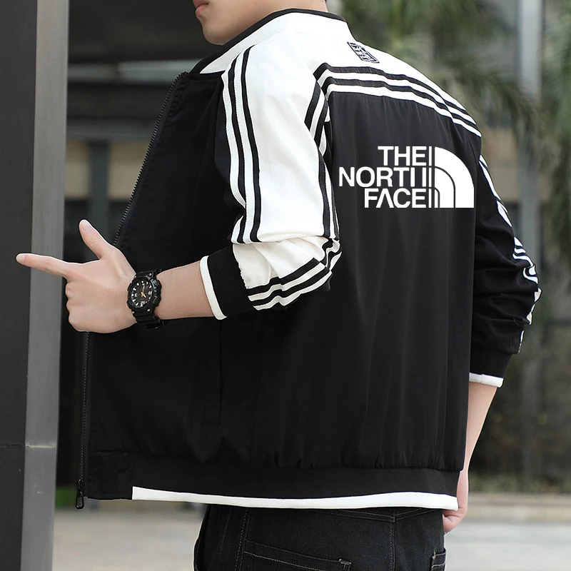 Spring and Autumn men's thin jacket, men's workwear, fashionable sports baseball jacket, striped top, college style casual jacke