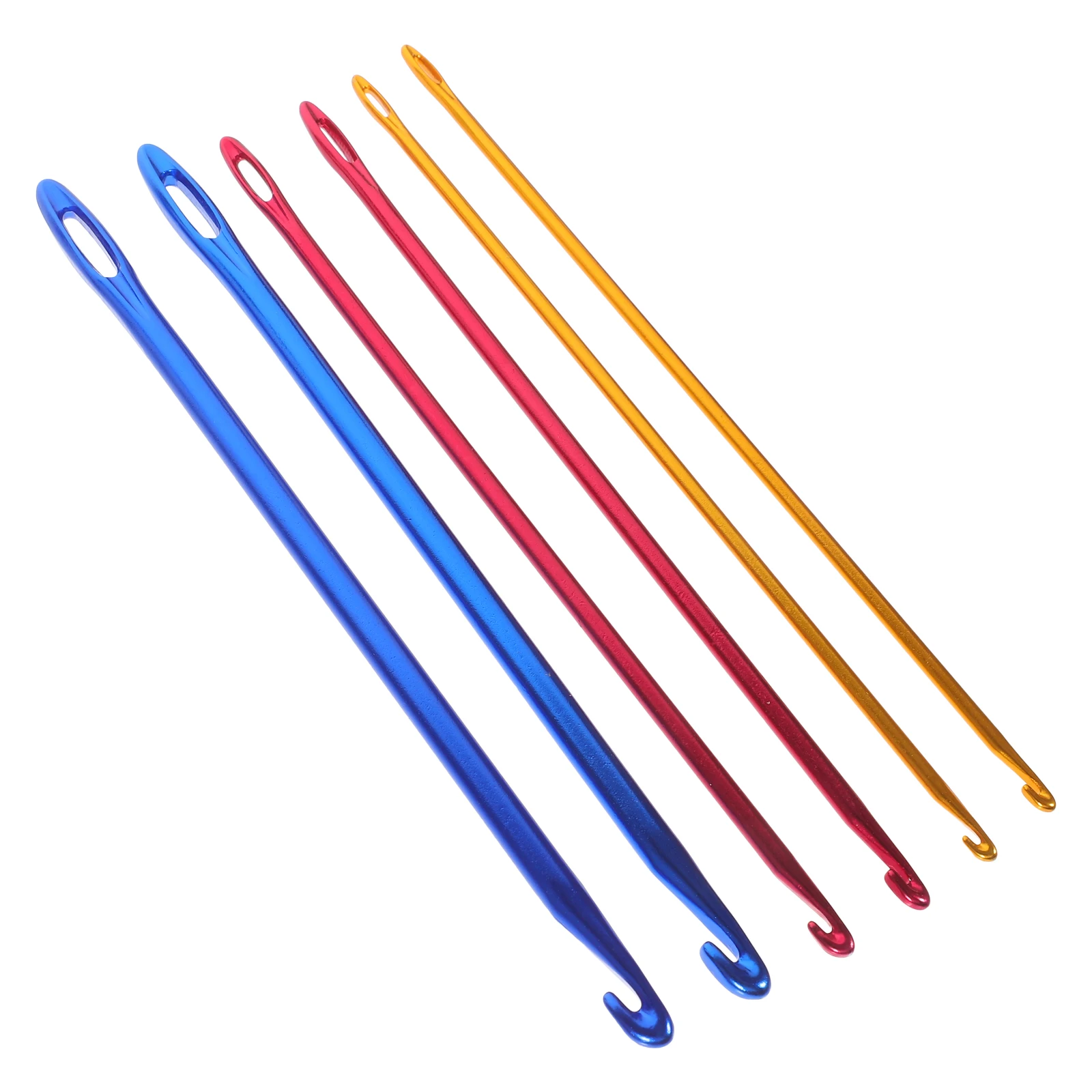 

6 Pcs Colored Aluminum Needles Large Eyes Safe Children Crafts Projects Knitting Tools Crochet Hooks Set Wool Yarns Beginner